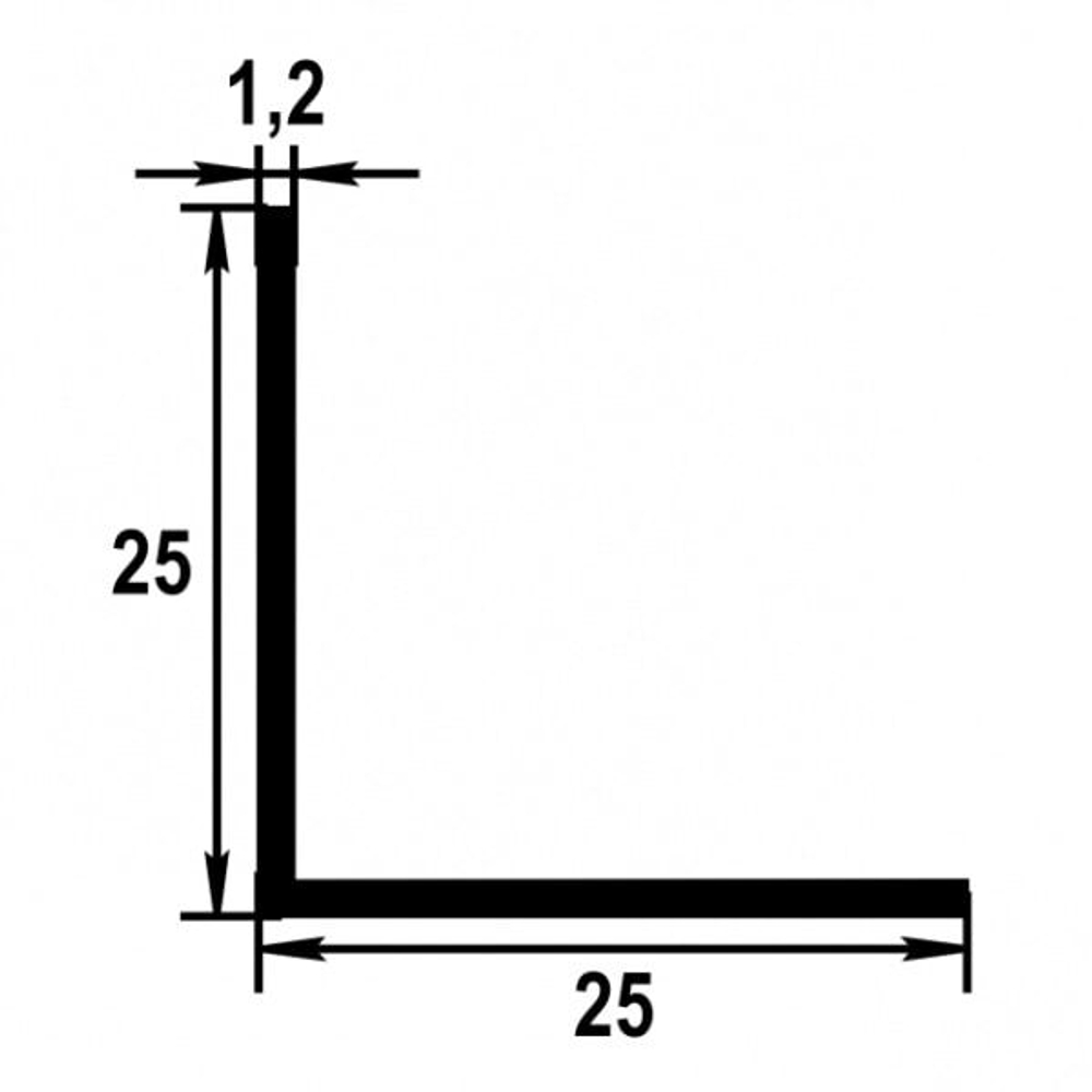 Профиль уголок Лука 25*25*1,2 Уп 09.2000.501л серебро