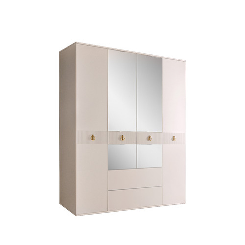 Шкаф 4-х дверный с зеркалами, с выдвижными ящиками
