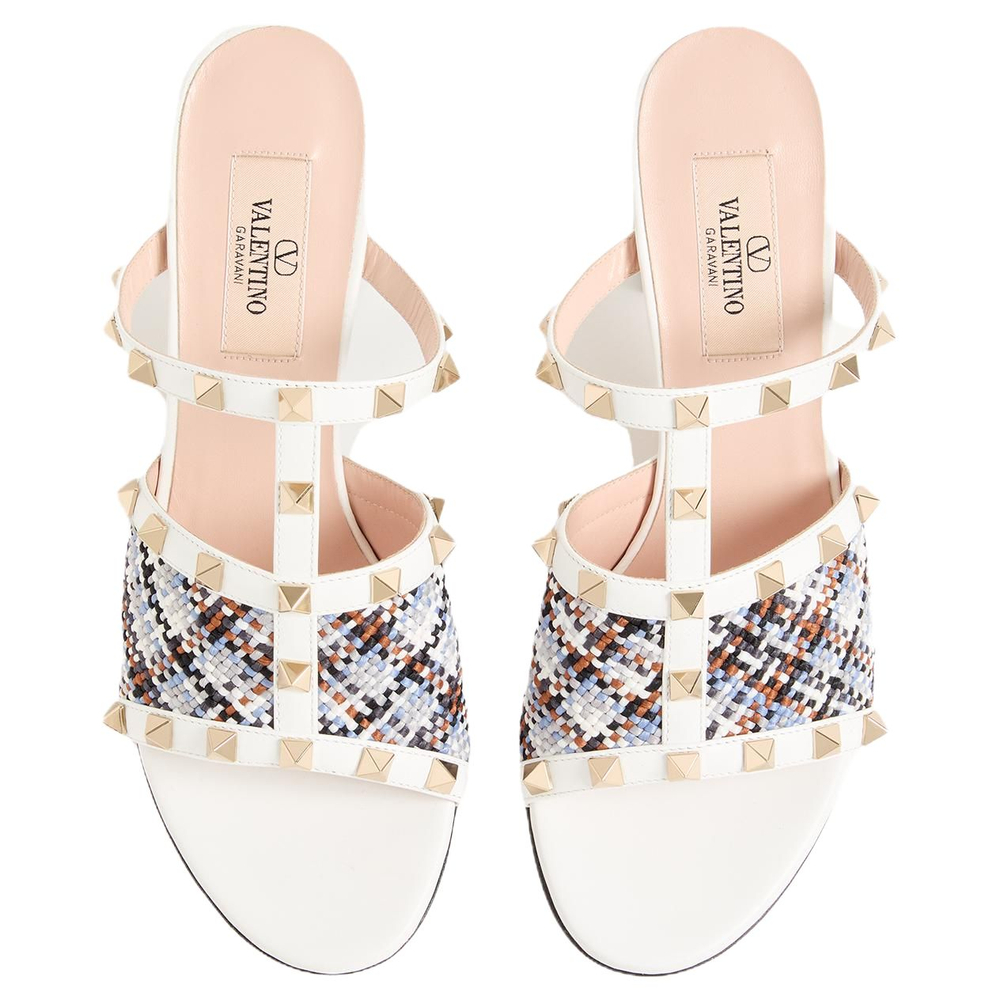 Valentino Rockstud Slide Slippers Women"s White