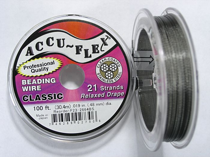 Ювелирный тросик Accu-Flex, 0,48 мм, 21 струна, цвет &quot;темная сталь&quot;