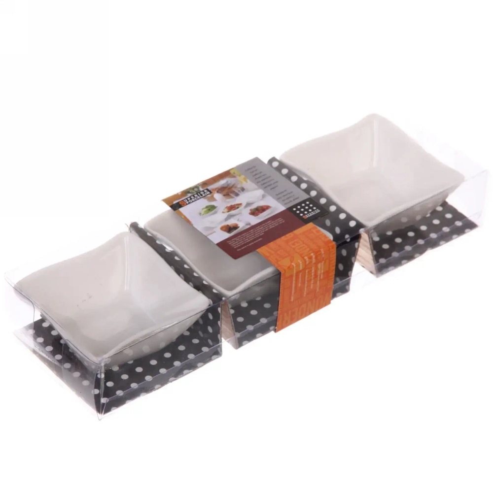 Набор соусников «White magic» 3шт «Квадрат» волна