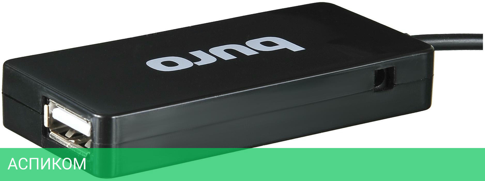 USB-хаб Buro BU-HUB4-U2.0-Slim черный
