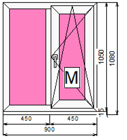 Пластиковое окно 1050 х 900 ТермА Эко + Москитная сетка