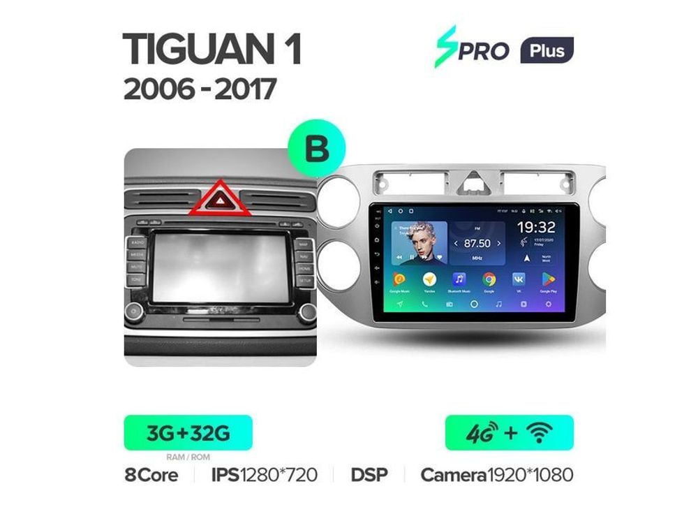 Магнитола Teyes SPRO Plus 3-32 Volkswagen Tiguan 1 NF 2006 — 2016 9.0&quot; (B)