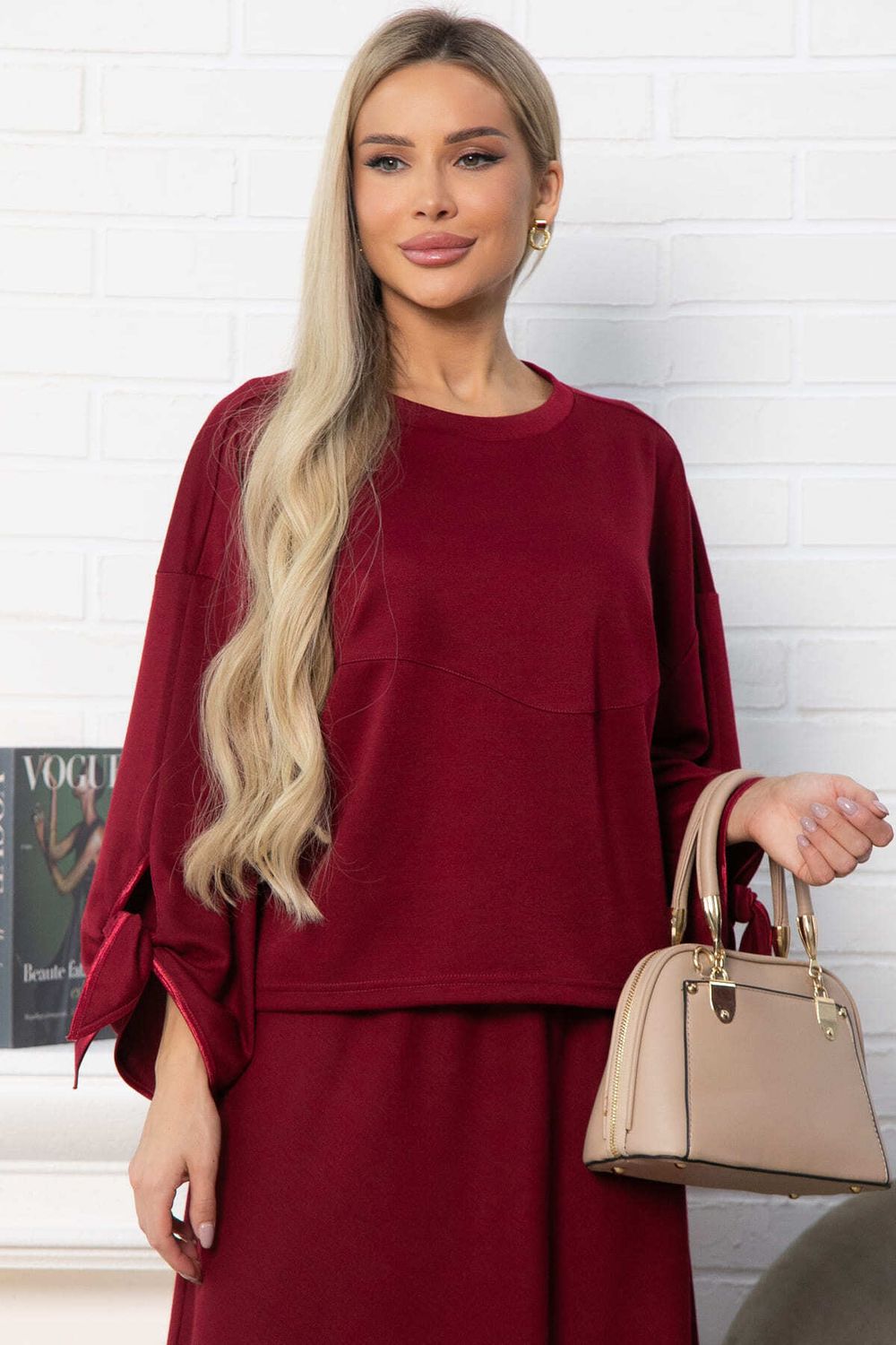 Джемпер с завязками Твист (бордовый) Б14867-10М LT Collection