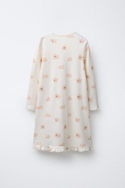 ZARA ПИЖАМА-НОЧНАЯ РУБАШКА С ПРИНТОМ «ЩЕНКИ», РЫЖЕВАТО-КОРИЧНЕВЫЙ