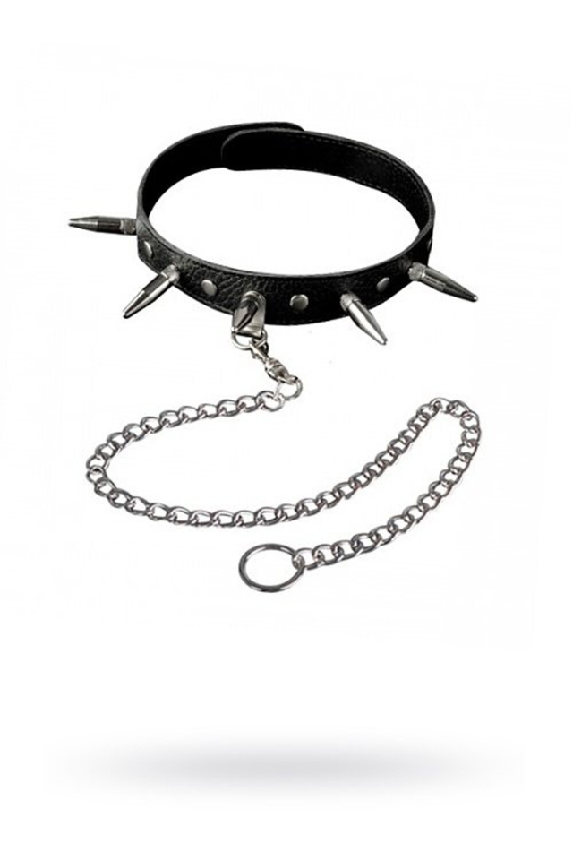 Кожаный Ошейник с шипами и поводком