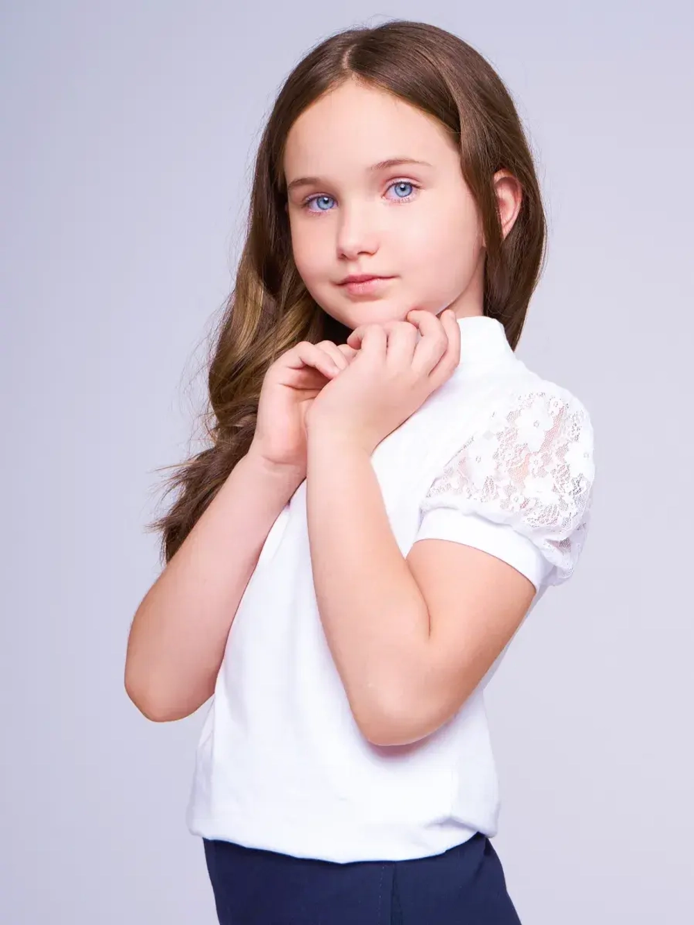 Блузка школьная для девочки с коротким рукавом