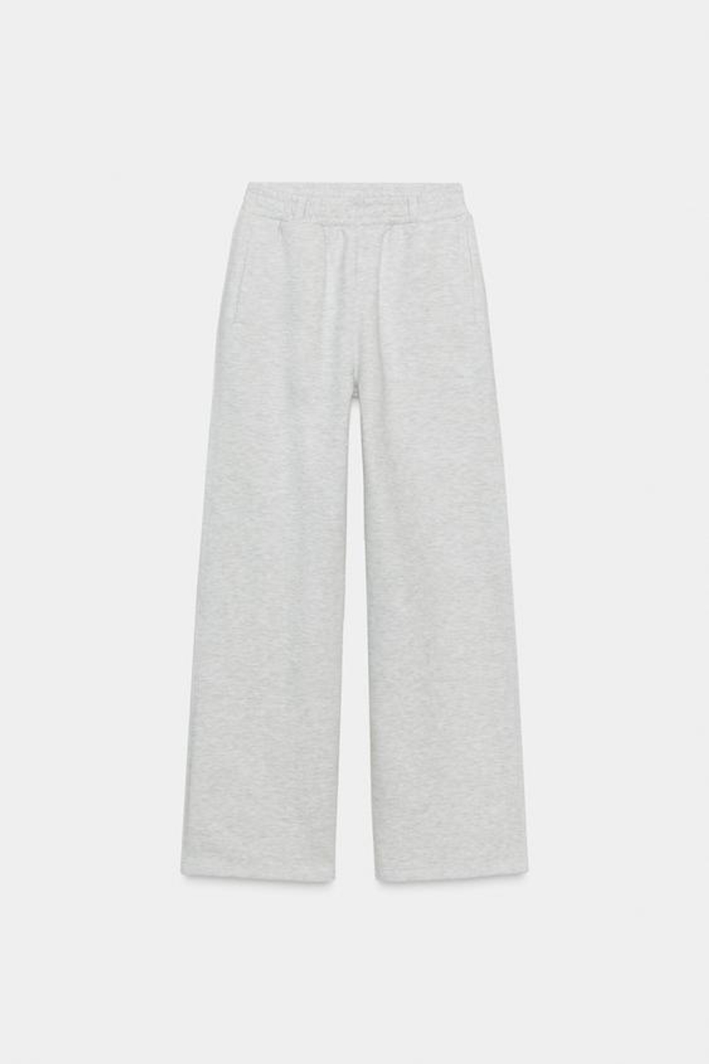 ZARA ПРЯМЫЕ ВЕЛЮРОВЫЕ БРЮКИ СО ШЛЕВКАМИ, СЕРЫЙ МЕЛАНЖ
