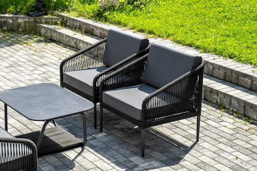 "Канны" лаунж-зона 5-местная плетеная из роупа (веревки), цвет темно-серый