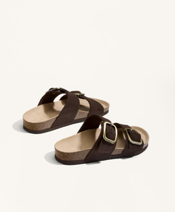 OYSHO Сандалии с двойным ремешком, коричневый