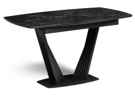 Стол стеклянный Woodville Вейл 140(180)х80 черный мрамор, черный