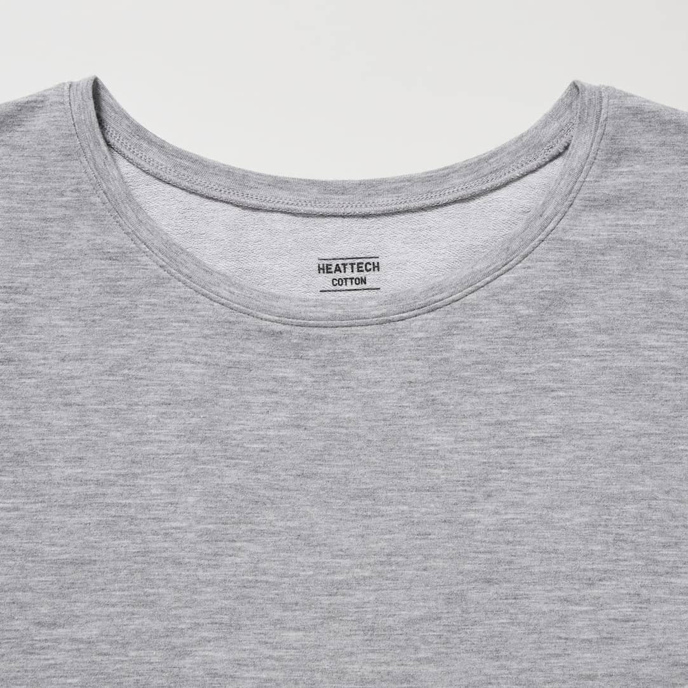 UNIQLO ТОП С КРУГЛЫМ ВЫРЕЗОМ И ДЛИННЫМИ РУКАВАМИ, СЕРЫЙ