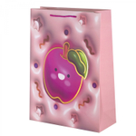 Пакет подарочный бумажный Alingar, (XL) 31х40х12 см, вертикальный, "Яркие фрукиы", матов. ламинация, тиснение голография, эффект 3D, ассорти