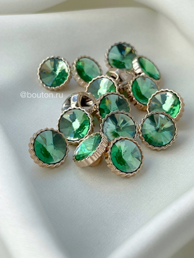 Пуговицы стразы зеленые 12 мм