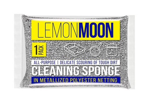 Губка для мытья тефлона Lemon Moon в металлизированной оплетке 115x78x28 мм, 1 штука в упаковке