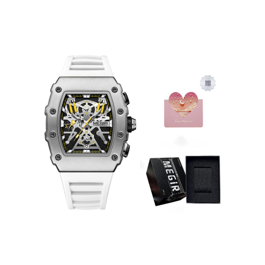 MEGIR Quartz Movement Silicone Strap Watch Men"s Watches Gray Dial Box