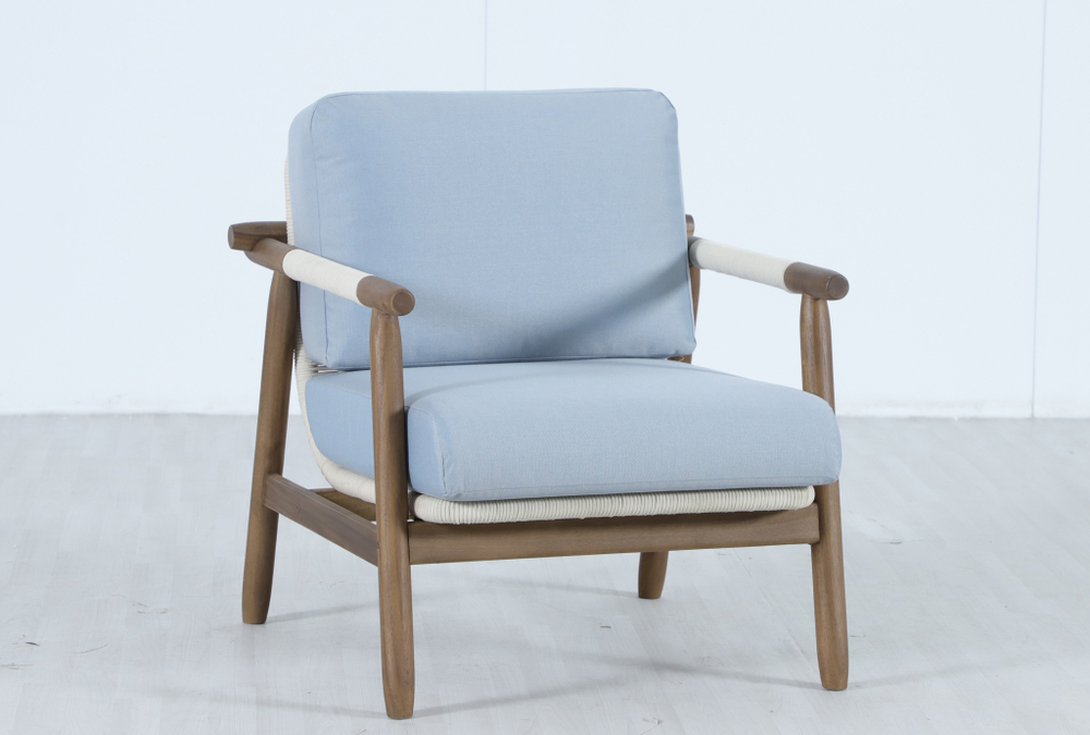 Комплект плетеной лаунж-мебели на 7 персон Tagliamento Apoyo, грецкий орех, голубой