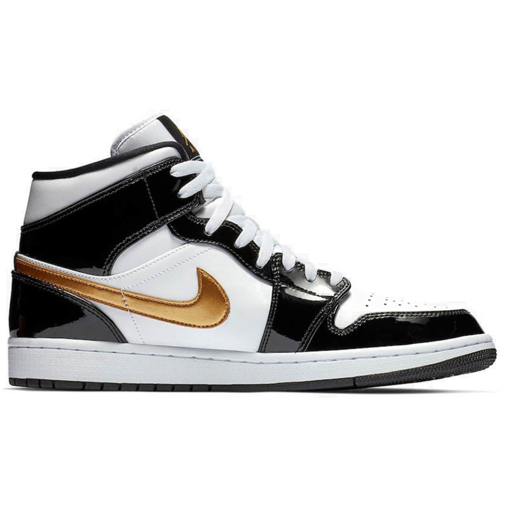 Кроссовки Air Jordan 1 Mid Patent SE Black Gold