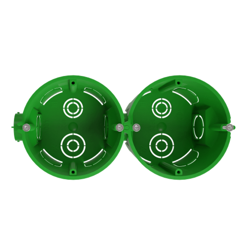 Коробка установочная ЭРА KUTS1-68-45-green зеленая 68х45мм для твердых стен с саморезами, один стыковочный узел IP20 | Коробки монтажные установочные для твердых стен