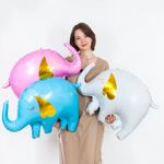 Шар (33''/84 см) Фигура, Слоник, Белый, 1 шт.