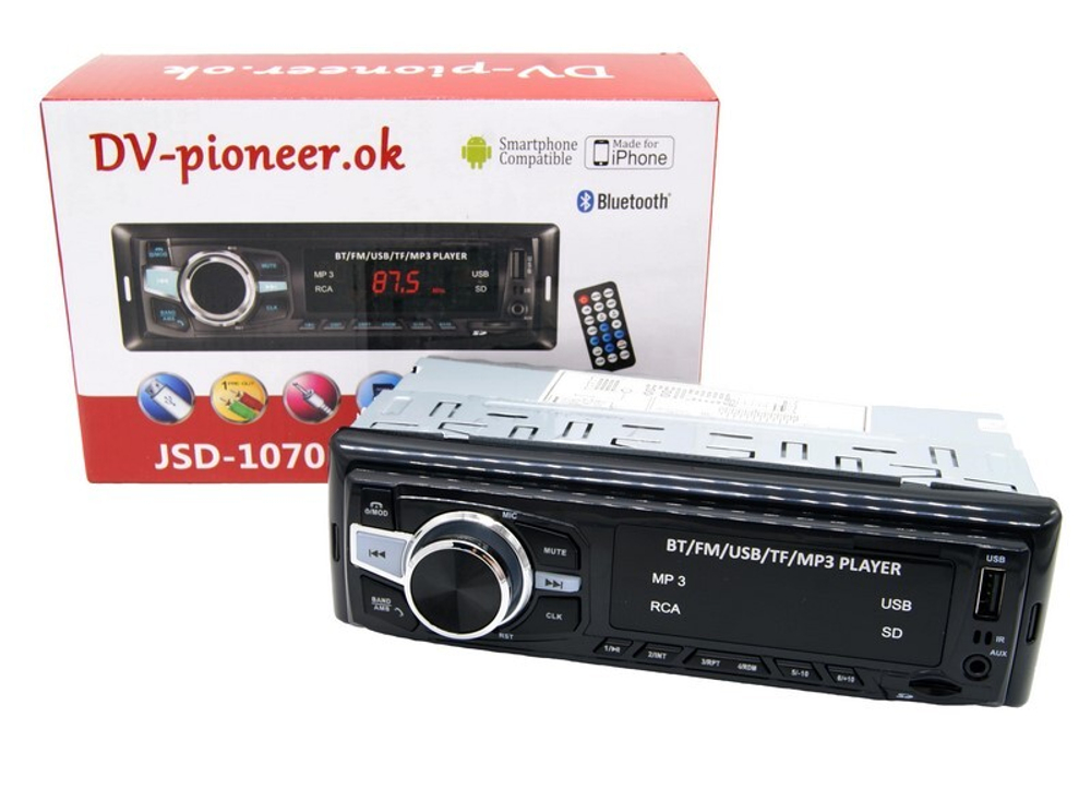 Автомагнитола DV-Pionir JSD-1070, Bluetooth , usb, micro, aux, fm, пульт