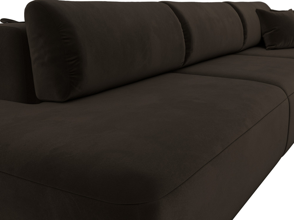 Диван прямой Лига-036 НПБ Модерн Лонг подлокотник справа МИКРОВЕЛЬВЕТ Коричневый