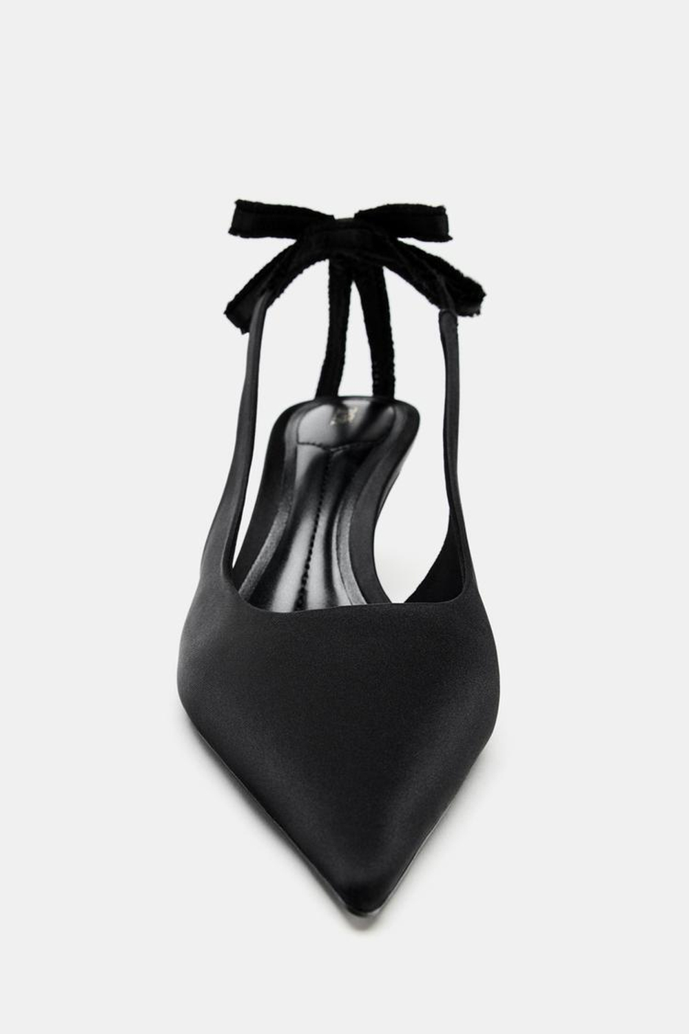 ZARA АТЛАСНЫЕ ТУФЛИ-МЮЛИ С БАНТОМ, ЧЕРНЫЙ