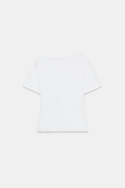 ZARA ФУТБОЛКА ОВЕРСАЙЗ В СТИЛЕ РУСТИК, БЕЛЫЙ