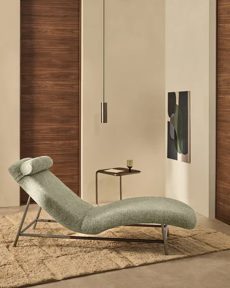 Кушетка Osla из зеленого шенилла с ножками из матовой нержавеющей стали, 175 см
