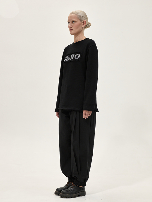 Лонгслив с нашивкой "Зьлая Фуфайка". Черный