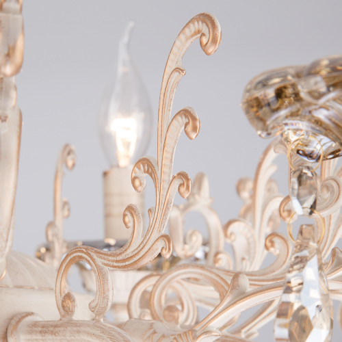 Подвесная люстра 3281/8 белый с золотом / тонированный хрусталь