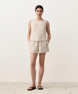 Oysho Топ из 100% льна, песочный меланж