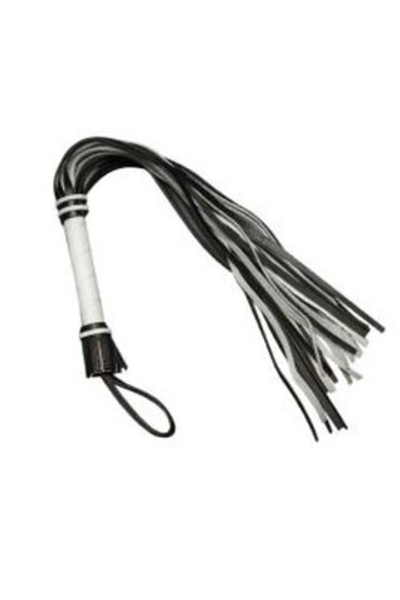 Плеть гладкая из черной и белой кожи с жесткой рукоятью (Цвет: черный с белым)