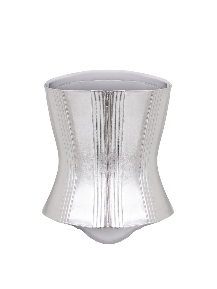 Топ корсетного типа из лаке с открытыми плечами