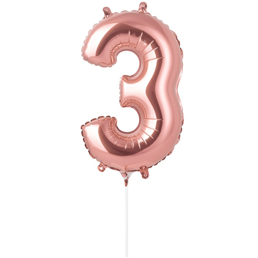 Шар фольгированный Цифра 3 40 см (Розовое Золото)