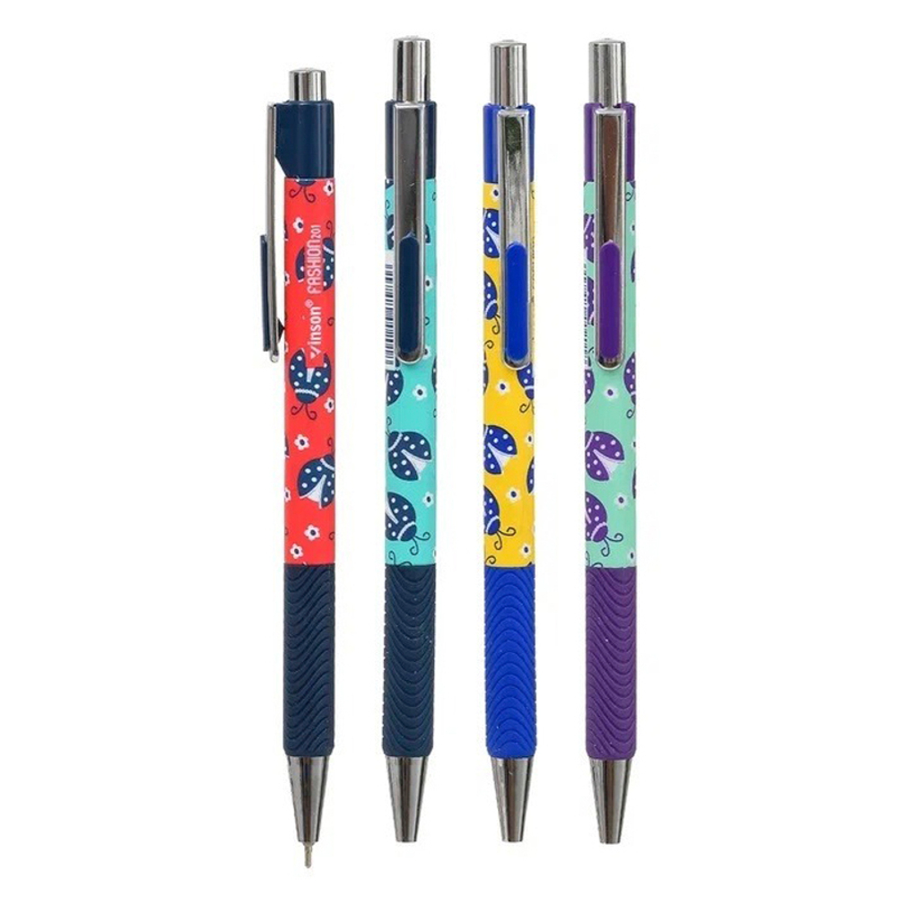 Ручка шариковая, автоматическая, Vinson, синие чернила, серия "Ladybug 2", 24 шт