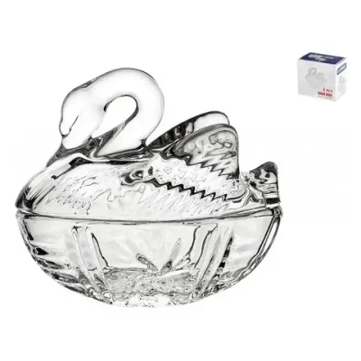 Ваза с крышкой 13.5см H-12см, размер 13.5см Лебедь