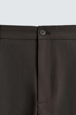 ZARA БРЮКИ RELAXED FIT СО СКЛАДКАМИ, КОРИЧНЕВЫЙ