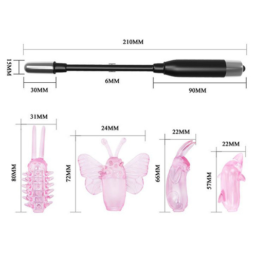 Вибратор для точечной стимуляции с 4 насадками Baile BI-040017A