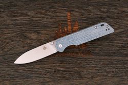 Нож складной QSP Parrot V2, клинок 80мм, сталь D2, рукоять микарта серая