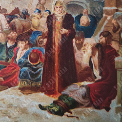 Лебедев К. Уничтожение новгородской вольности при Иване III. Хромолитография, 1914