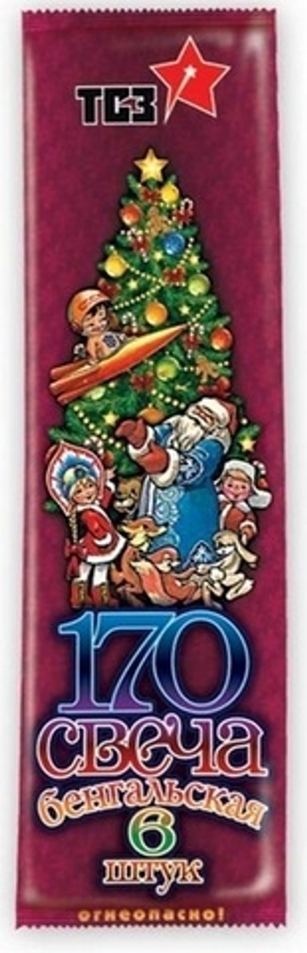 Бенгальские огни 6шт/уп "Веселый праздник" 170мм, 30сек.