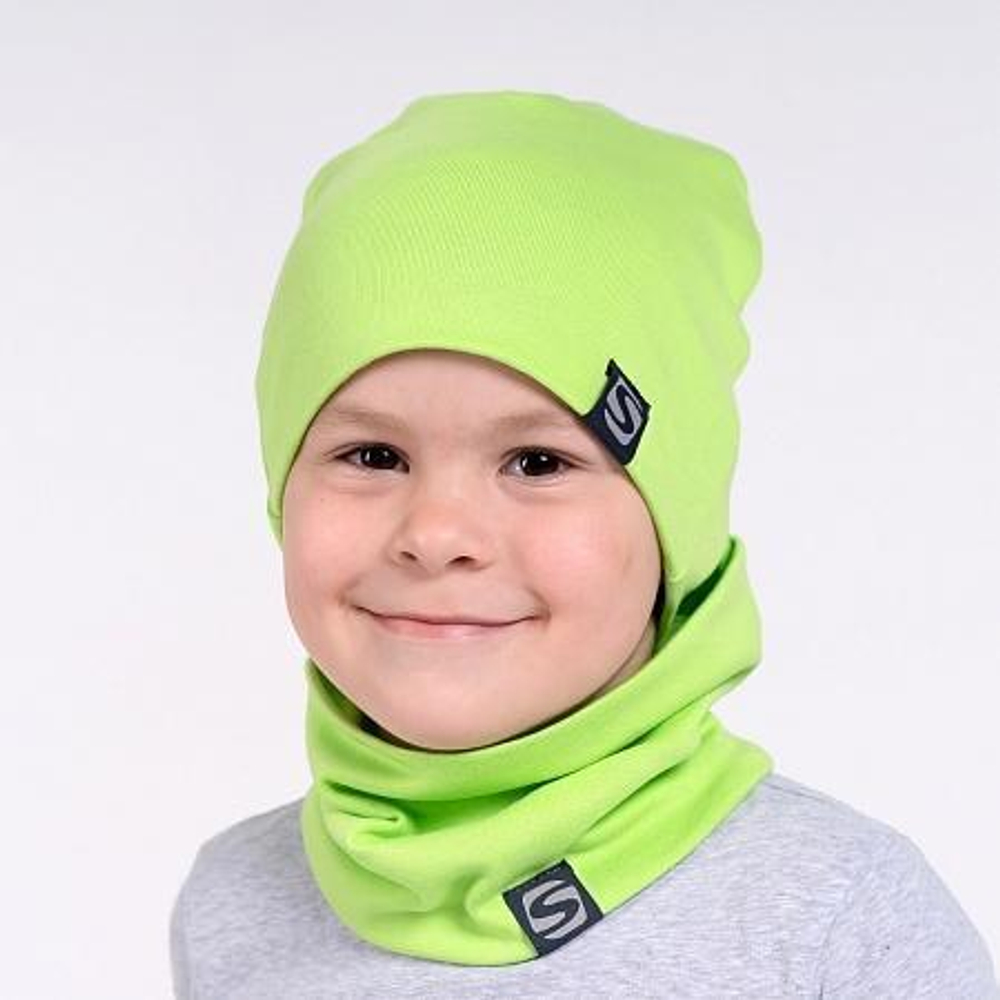 Комплект шапка+снуд р.48 салатовый (Smail)