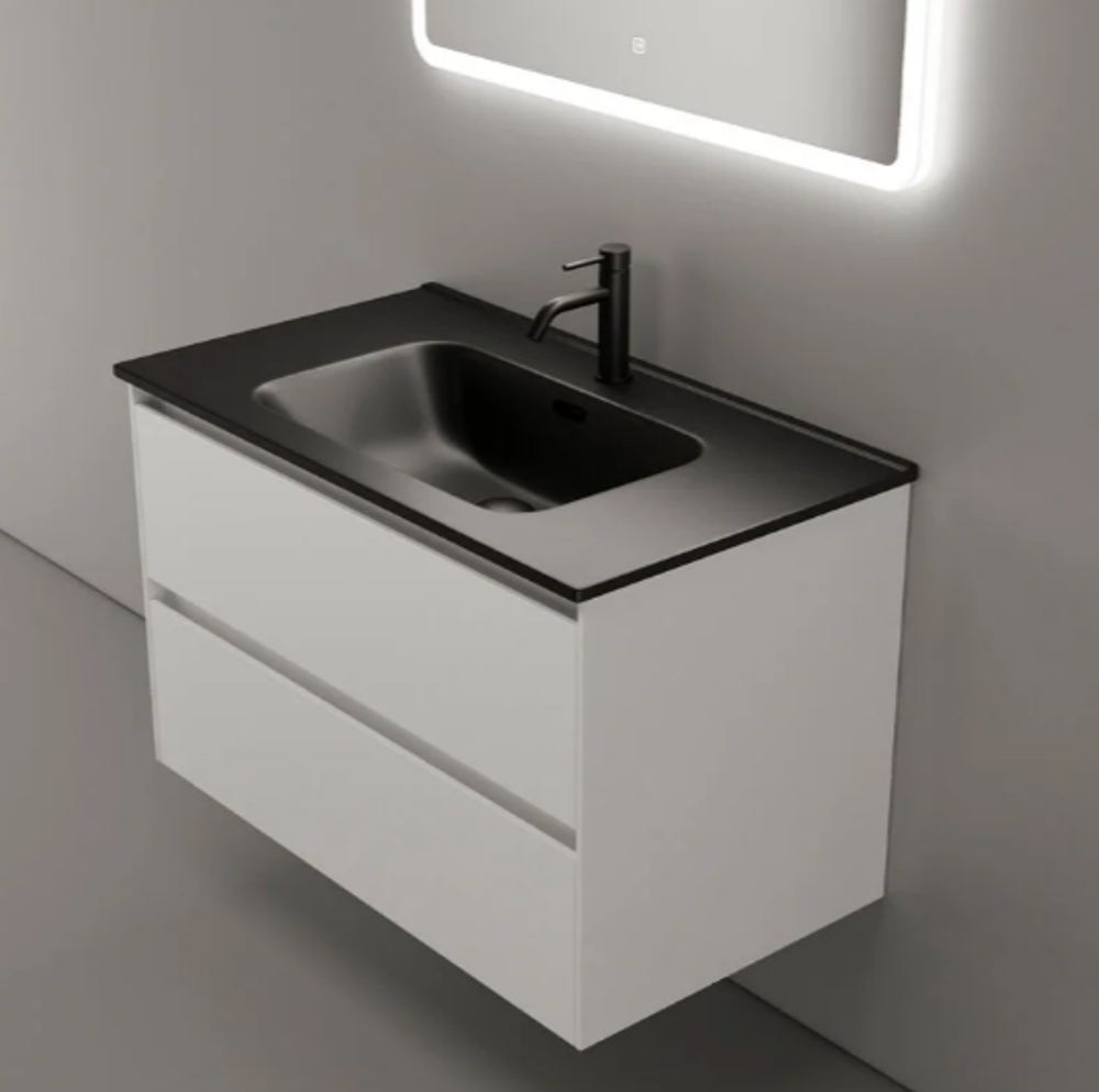 Тумба подвесная SANCOS Cento 890х450х500, c двумя ящиками оснащенными доводчиками, белый глянец, арт. CN90W