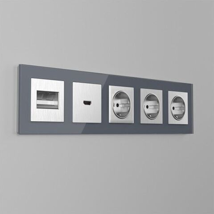 Накладка для RJ11 (серебряный рифленый)