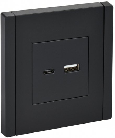 IEK FORTE&PIANO Черный Розетка USB A+C 18Вт FP151