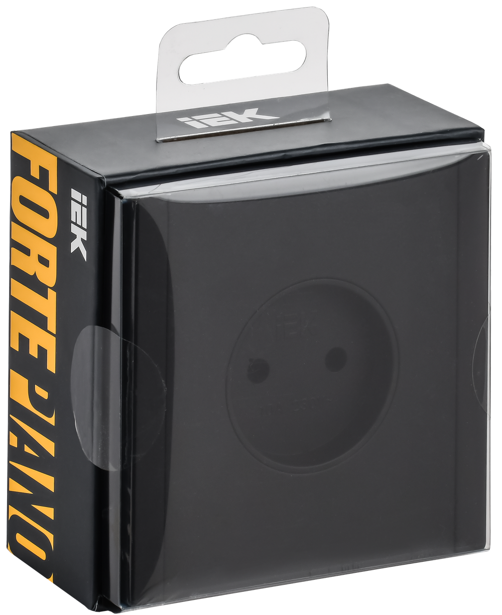 FORTE&PIANO Розетка 1-местная без заземления без защитных шторок винтовое крепление 10А FP118M металл черный IEK