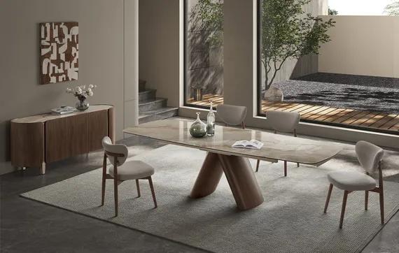 Комод Shelf 200х80 см, шпон ореха, белая керамика