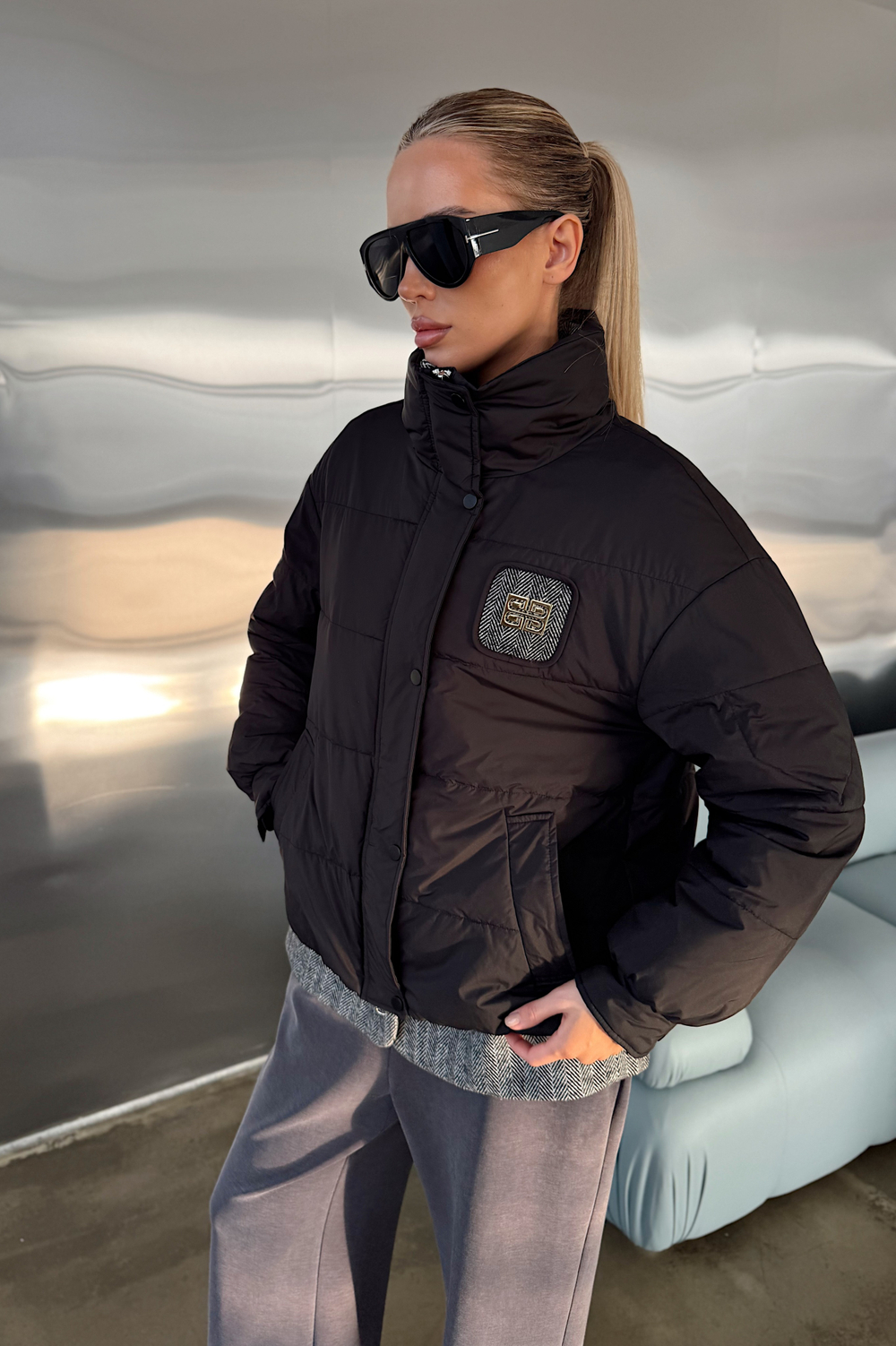 Куртка демисезонная с манишкой из шерсти